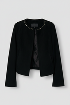 Black Studded Faux  Suede Jacket size Uk 8 Womens  SKU 6939 L23 W18