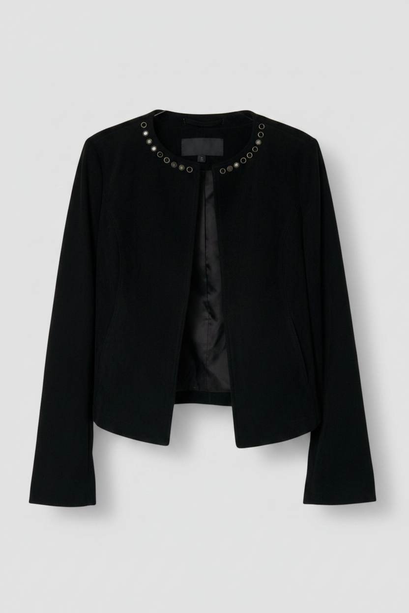 Black Studded Faux  Suede Jacket size Uk 8 Womens  SKU 6939 L23 W18