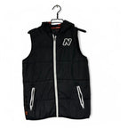 Women’s Small Black Nerf puffer vest with hood #pufferjacket L 24 W18 SKU 6886