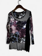 Black and purple tie dye striped long sleeve top with sequins #boho uk size 10  L 30 W15 sku 7017