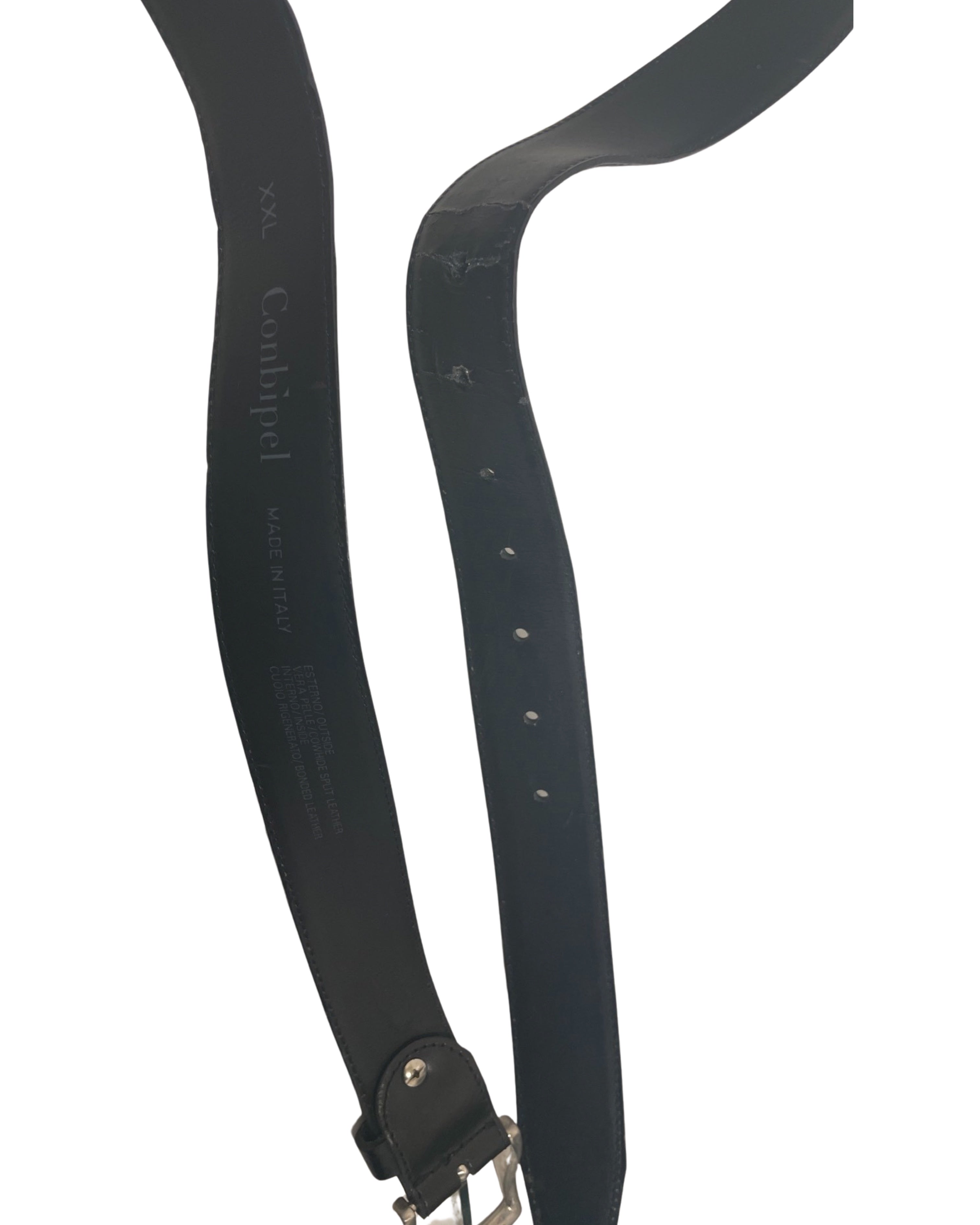 Vintage made in Italy black leather mens belt size xxl