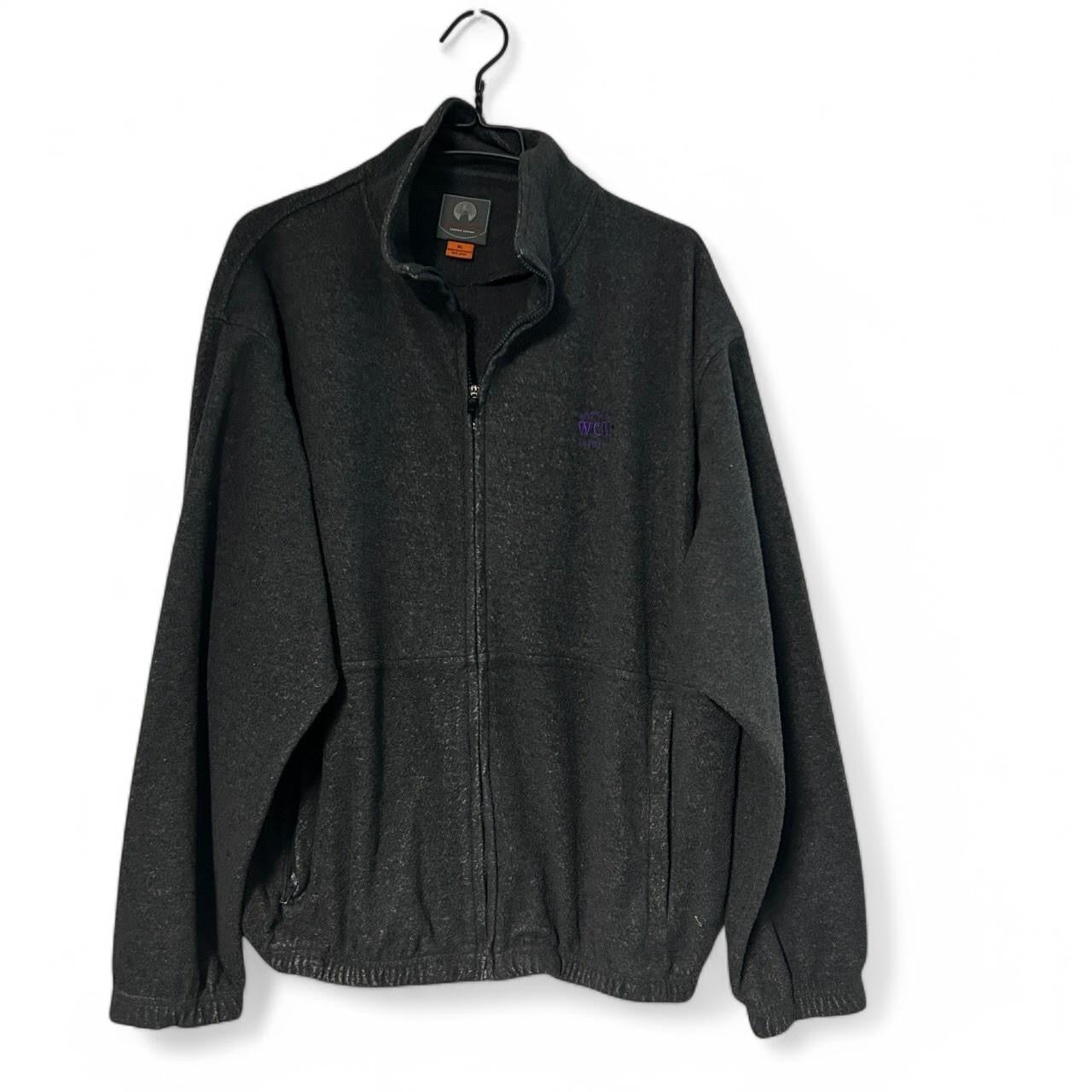 Vintage Weatherproof Garment Co. Men's Dark Gray Fleece Full-Zip Jacket with Pockets, Size XL - SKU 6869