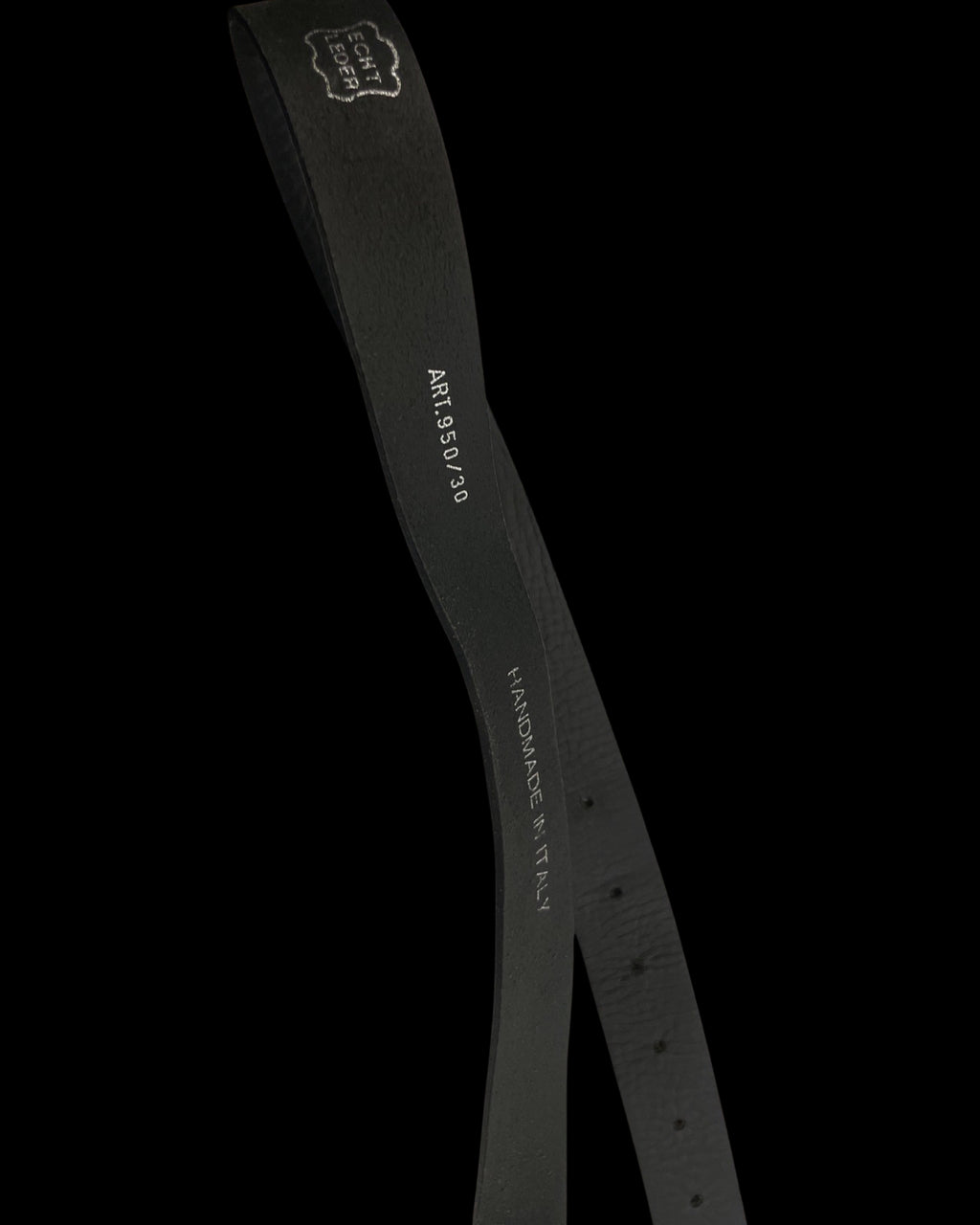 Vintage hand made in itlay black leather mens belt