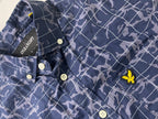 Lyle And Scott Vintage Mens Printed button up Through shirt Navy Pool Print 