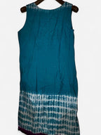 Per Una cocktails don Teal blue sleeveless dress with tie-dye effect and ruffle collar #boho #festivalvibes size 12/14 originally size 14 tailored to for 12