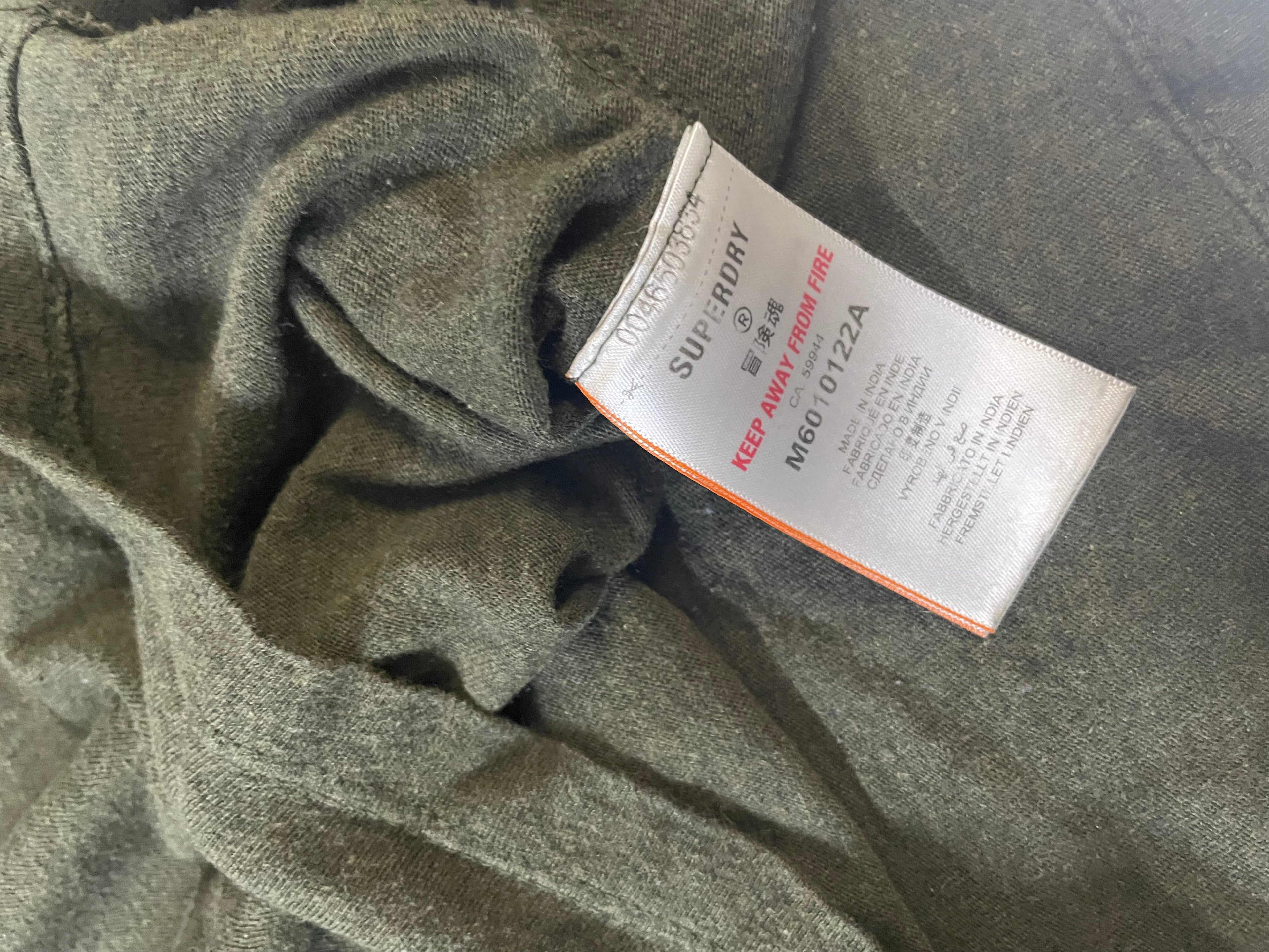 Superdry Vintage Embroidered Long Sleeve Knit T-Shirt Green Grit Men's Size L|SKU 4171