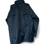 Navy blue Body Works waterproof windbreaker jacket with hidden hood zipped #retro L 36 W 27 SKU 6951