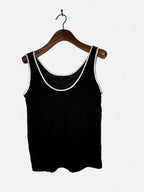 Black tank top with white trim #gothvibes #grungefashion collar to hem 24 pit to pit 15 sku 7066