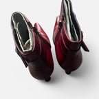 Lotus Red leather ankle boots with buckle detail boots size 4 uk