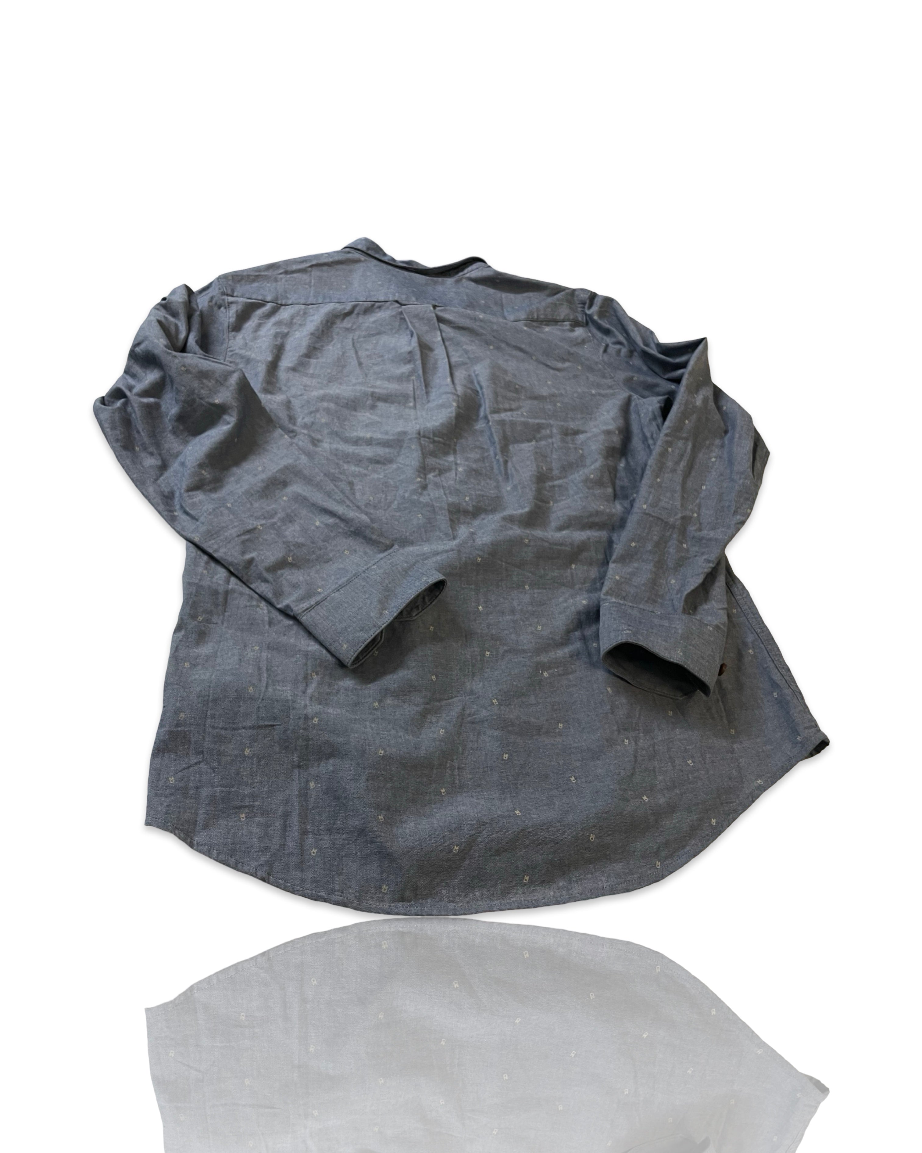 Farah Vintage Blue Pattern Slim Fit Collared Shirt Size L Embroidered|SKU 4184