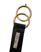 Vintage Miss Seifridge Womens Black Aserpenth Crocodile-embossed Leather Belt