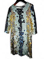 French Connection Embellished Sequin Long Sleeved Mini Dress Gold Size 14 sku 7013