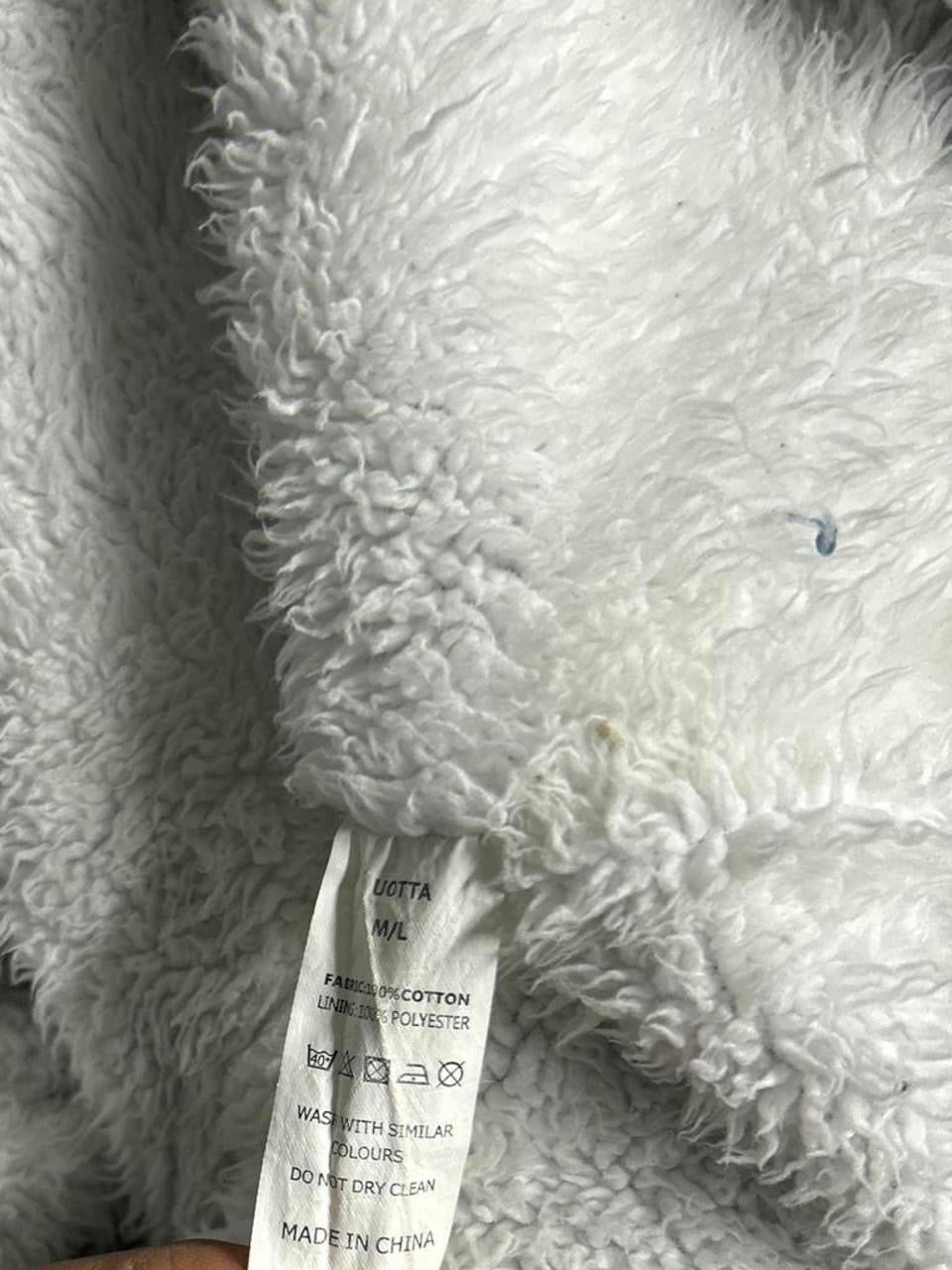 Uotta Lady Fleece Lined blue Denim white faux fur Thick Hooded winter Jacket L31W31 in M/L SKU 6945
