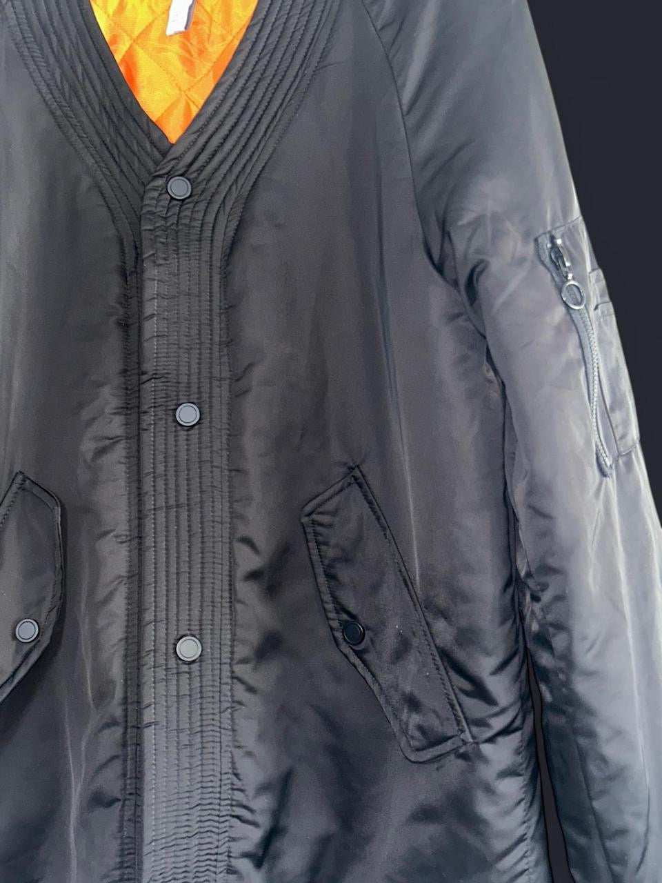 Zara Men’s Black kimono quilted bomber jacket with orange lining #bomberjacket in size small  like new