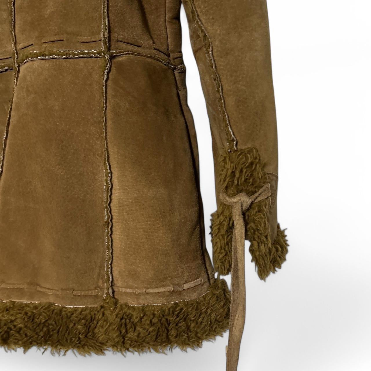 Vintage Y2K WOMEN Topshop Size Brown Suede Penny Lane Afghan Coat Jacket Boho Hippy in XL/L l35 w25 SKU 6921