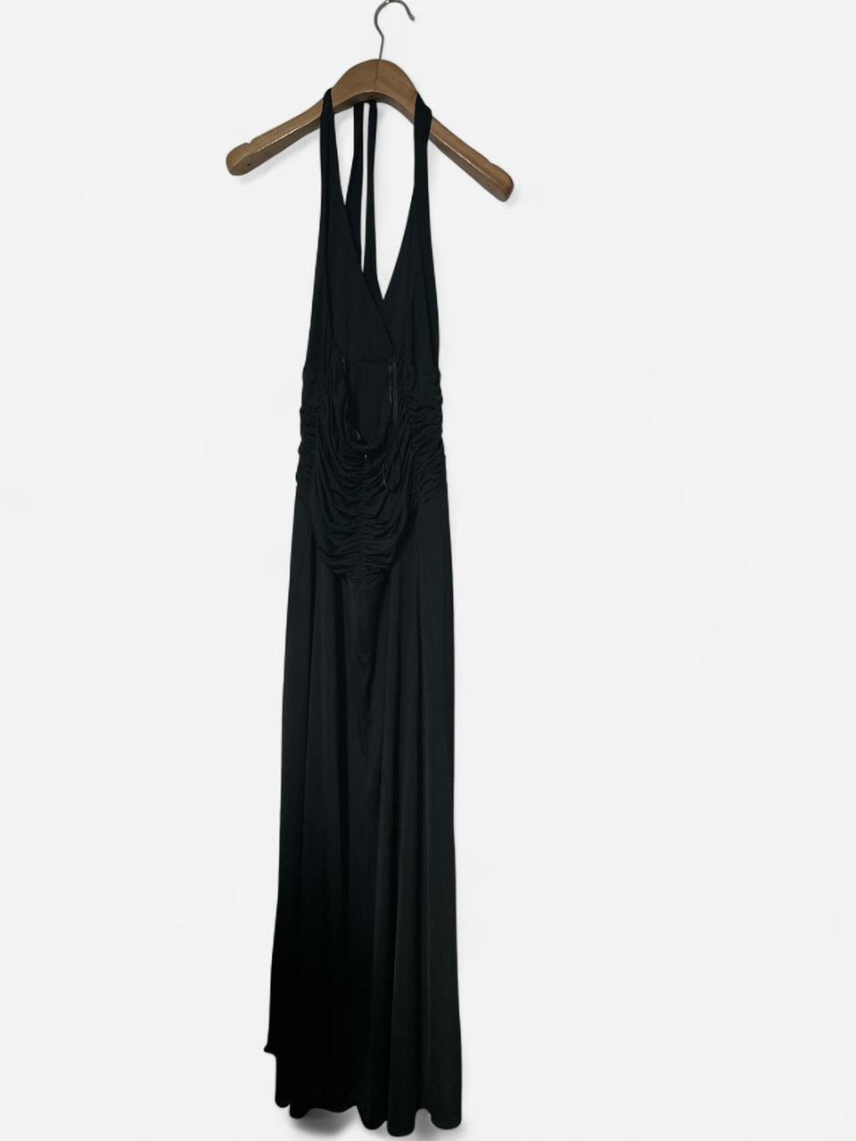 Women’s Debenhams Black maxi dress with open back, ruched details and tie-up straps sku 7002