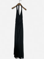 Women’s Debenhams Black maxi dress with open back, ruched details and tie-up straps sku 7002