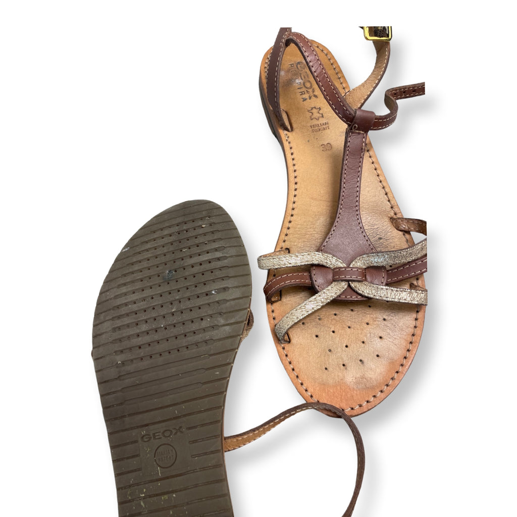 Rubynee Vintage y2k GEOX womens wedge heel brown sandals size 39