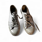 Unisex White leather Converse trainers with a worn look #streetwear size 6 men’s size 8 women’s  sku 6975 