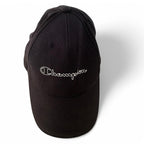 Black Champion cap with embroidered logo #streetwear sku 6823 

Champion SnapBack Hat Cap Script Spellout Logo Black 90s  SKU 6823