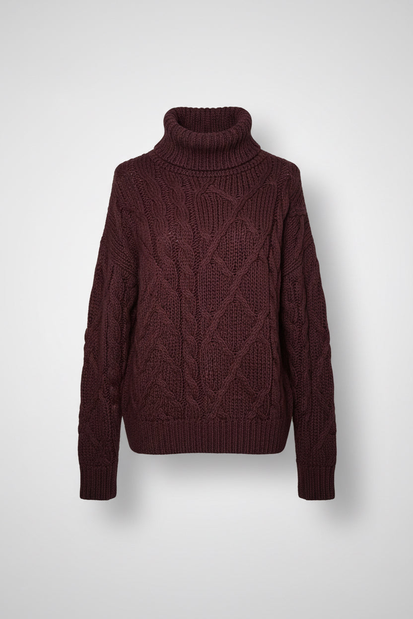 Burgundy Zara knit turtleneck sweater #winterknit