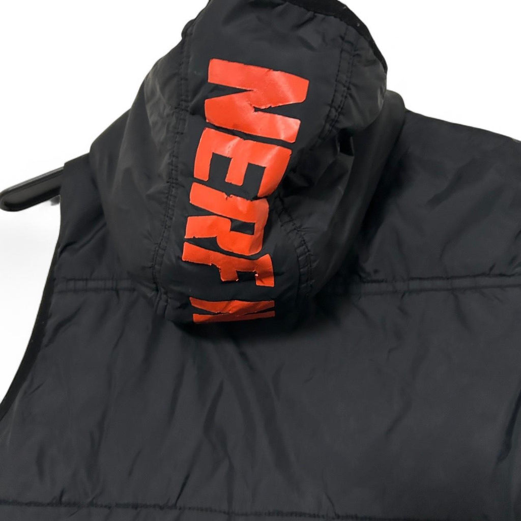 Women’s Small Black Nerf puffer vest with hood #pufferjacket L 24 W18 SKU 6886