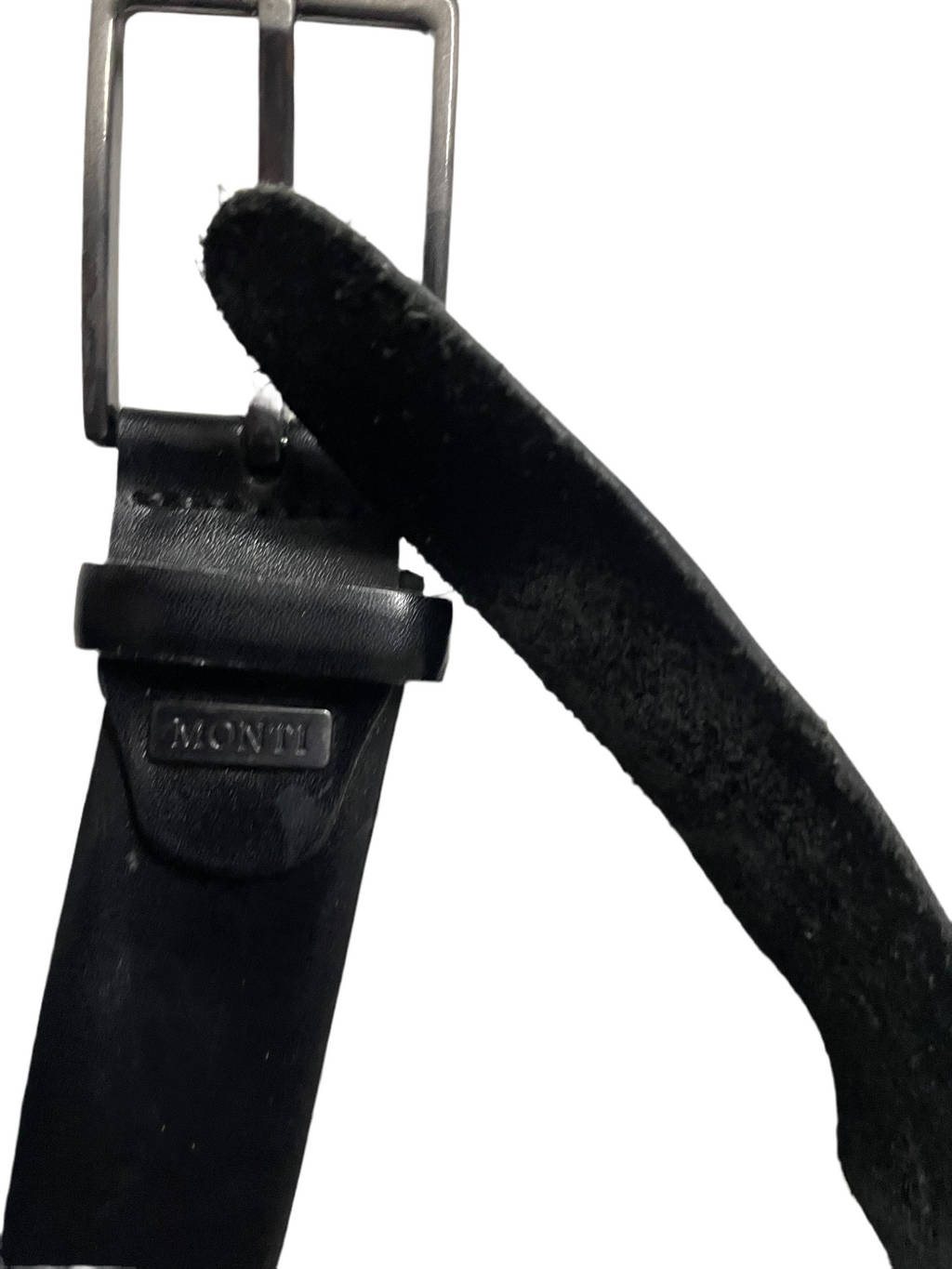 Vintage men's black Monti genuine leather buckle belt| L47| SKU 4494
