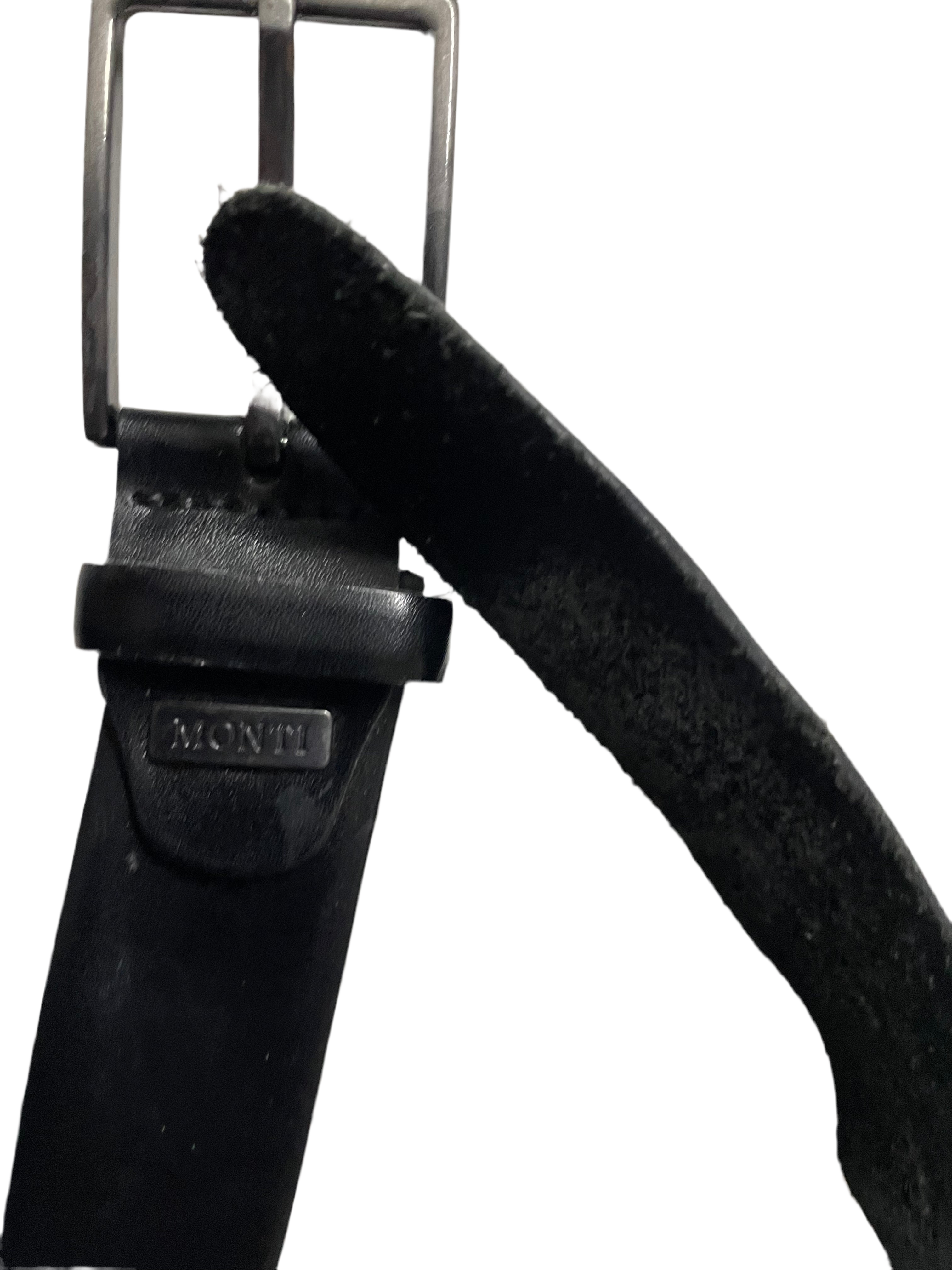 Vintage men's black Monti genuine leather buckle belt| L47| SKU 4494