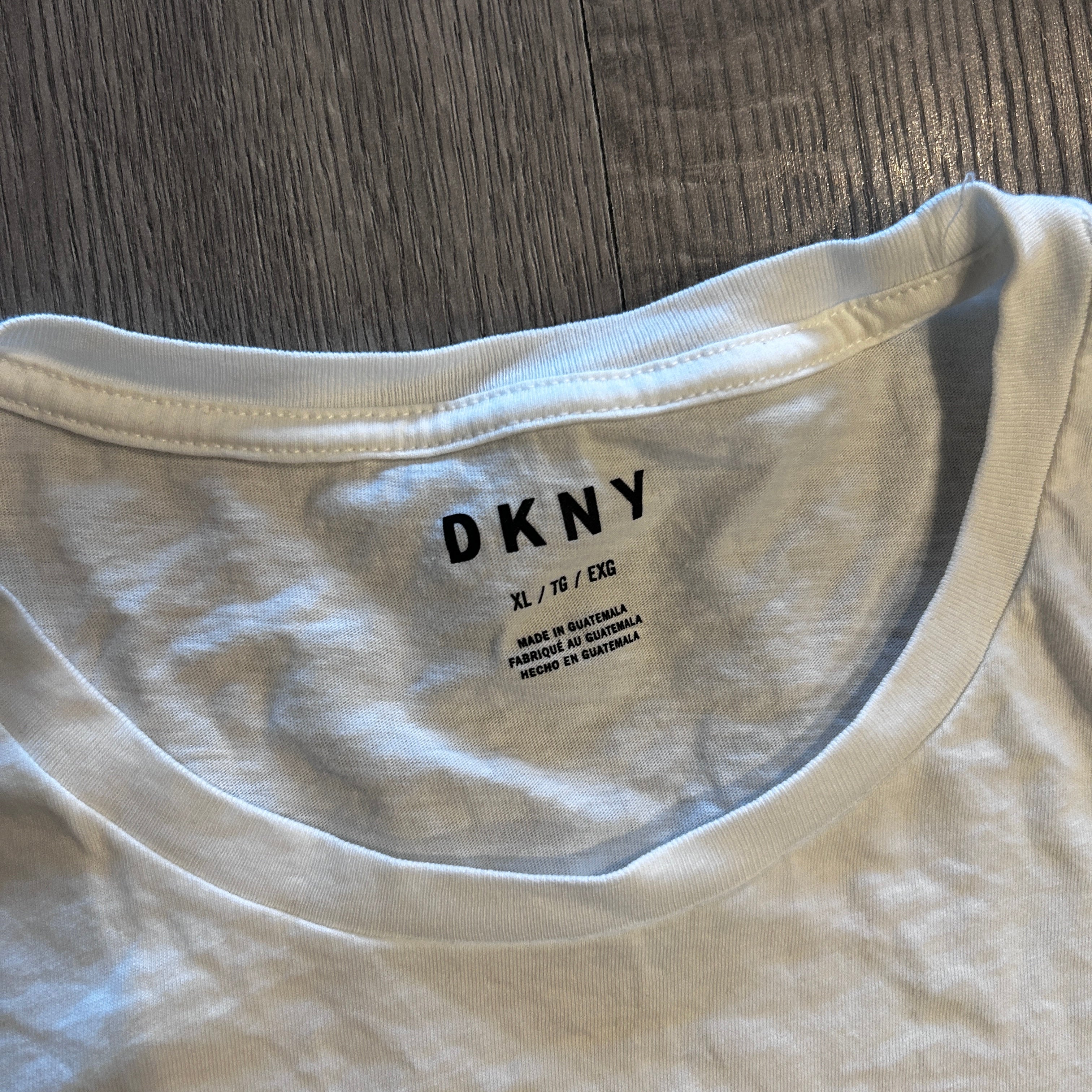 Men’s Cotton DKNY T-Shirt White Big Logo Mens Size XL