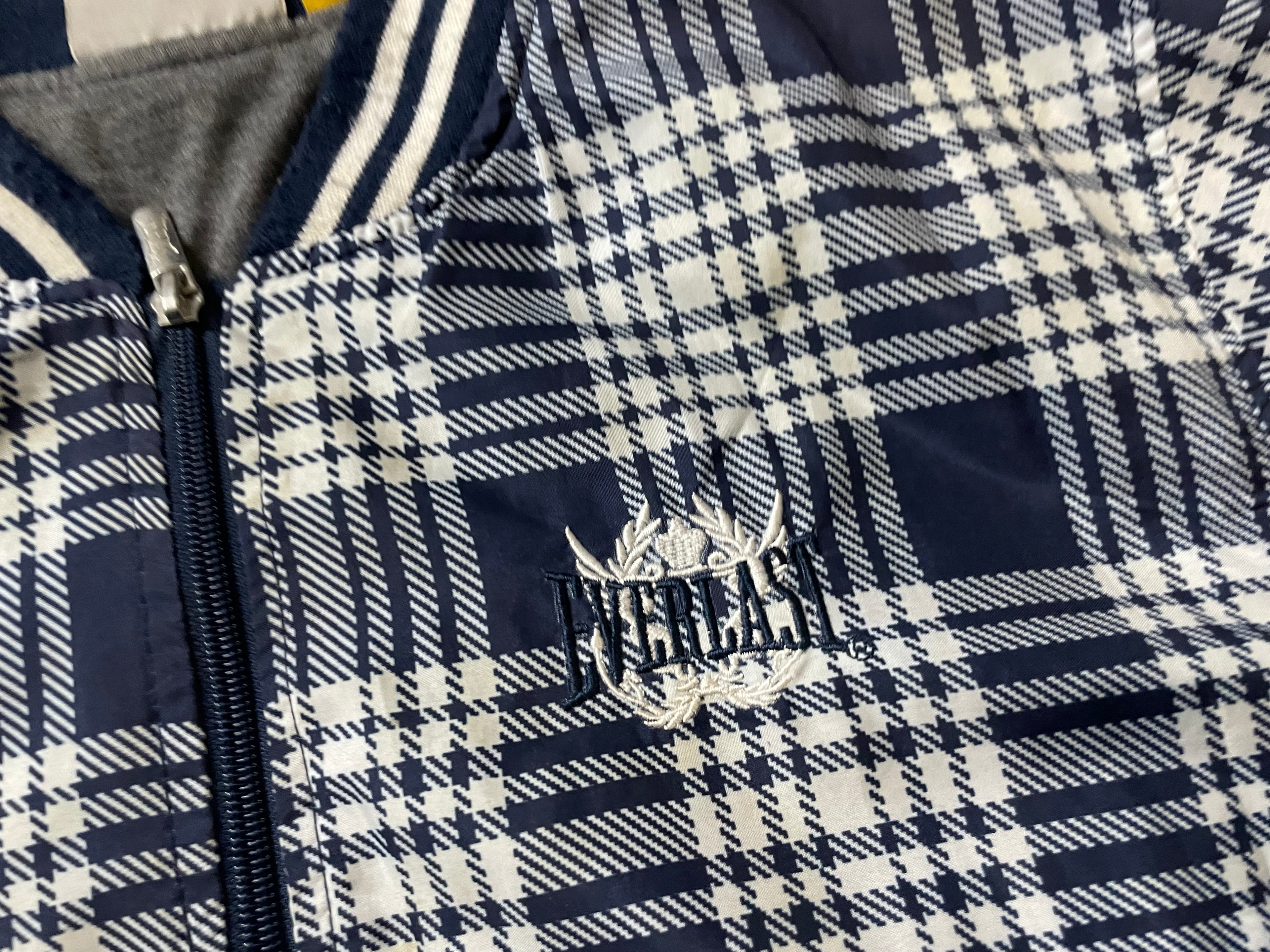 Vintage men blue & white checkered Everlast full zip jacket SKU 4290