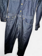 Men’s Zara navy  denim boiler suit with button-up front, collar, and long sleeves #denim #jumpsuit in size small total length is 69 pit is 18  waist 32 crouch to bottom 30 sku 7082