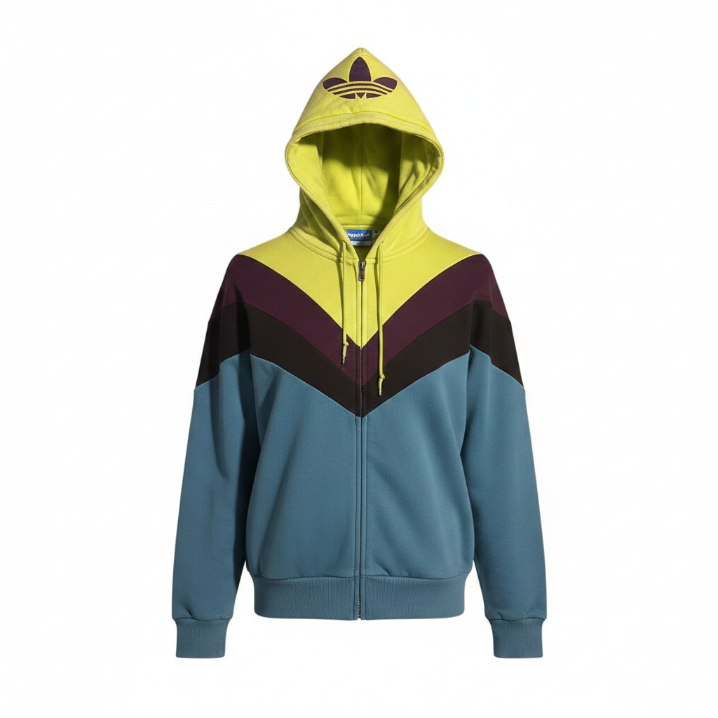 Vintage Adidas Multi Color block Full Zip Up Women’s hoodie in Large SkU 6854