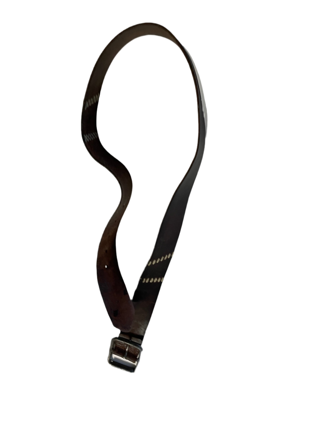 Vintage Genuine brown leather army buckle belt | L 37| SKU 4479