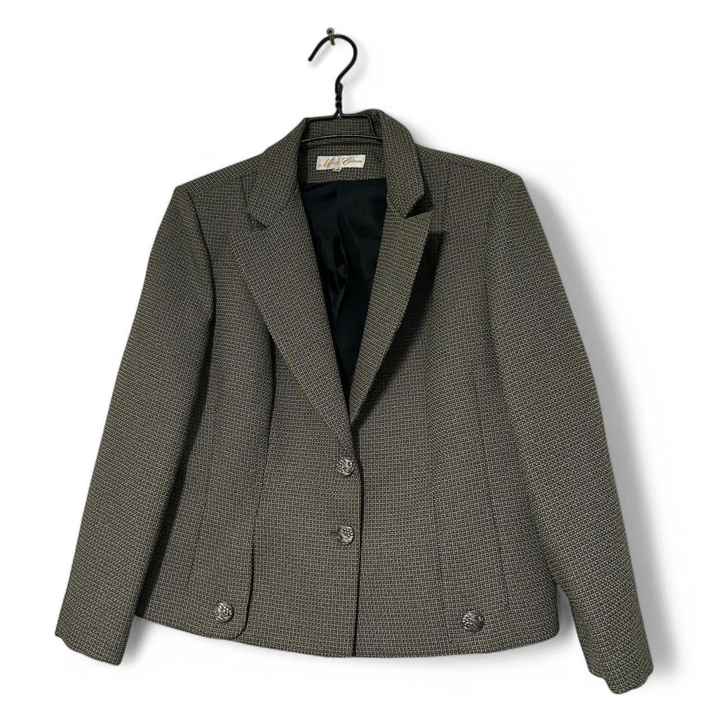 Women’s Maria Celeste Brown and black houndstooth cropped blazer with gold buttons #houndstooth pt 26 l 21 in medium sku 6872