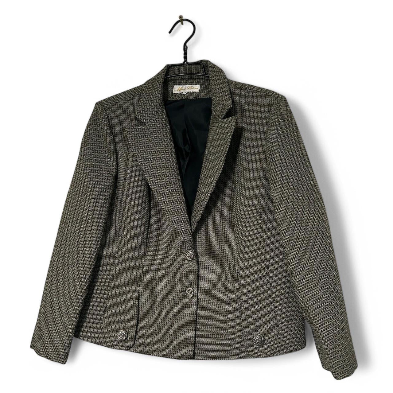 Women’s Maria Celeste Brown and black houndstooth cropped blazer with gold buttons #houndstooth pt 26 l 21 in medium sku 6872