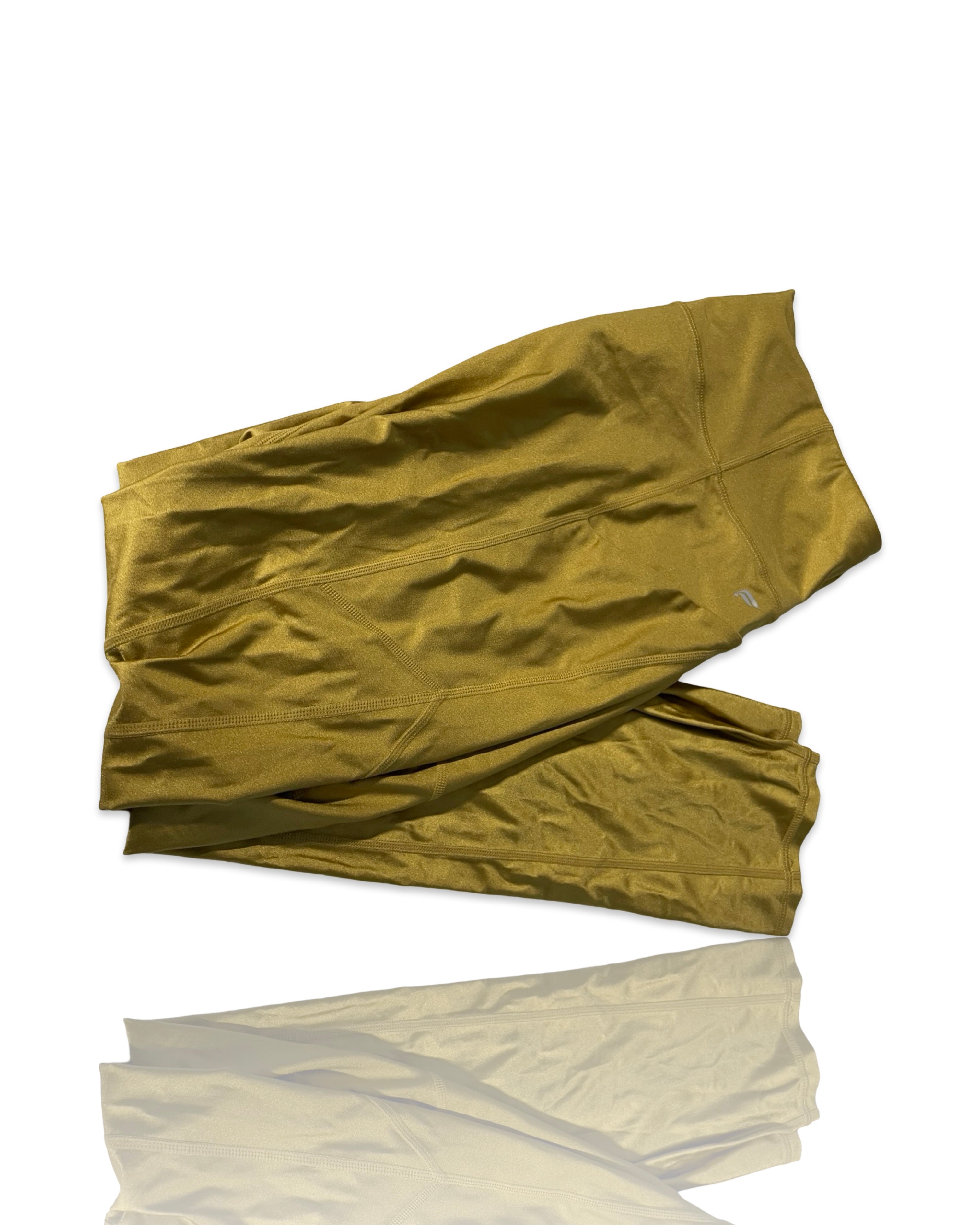 Fabletics Women's M/L/12/14 Oasis Shine High-Waisted Pocket Legging - Gold  W32 L26|SKU 4240