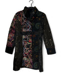 Made in Italy Black and multi-coloured Italian wool coat with a touch of boho flair #bohostyle #wintercoat one size 3XL L 38 W21 SKU 6892