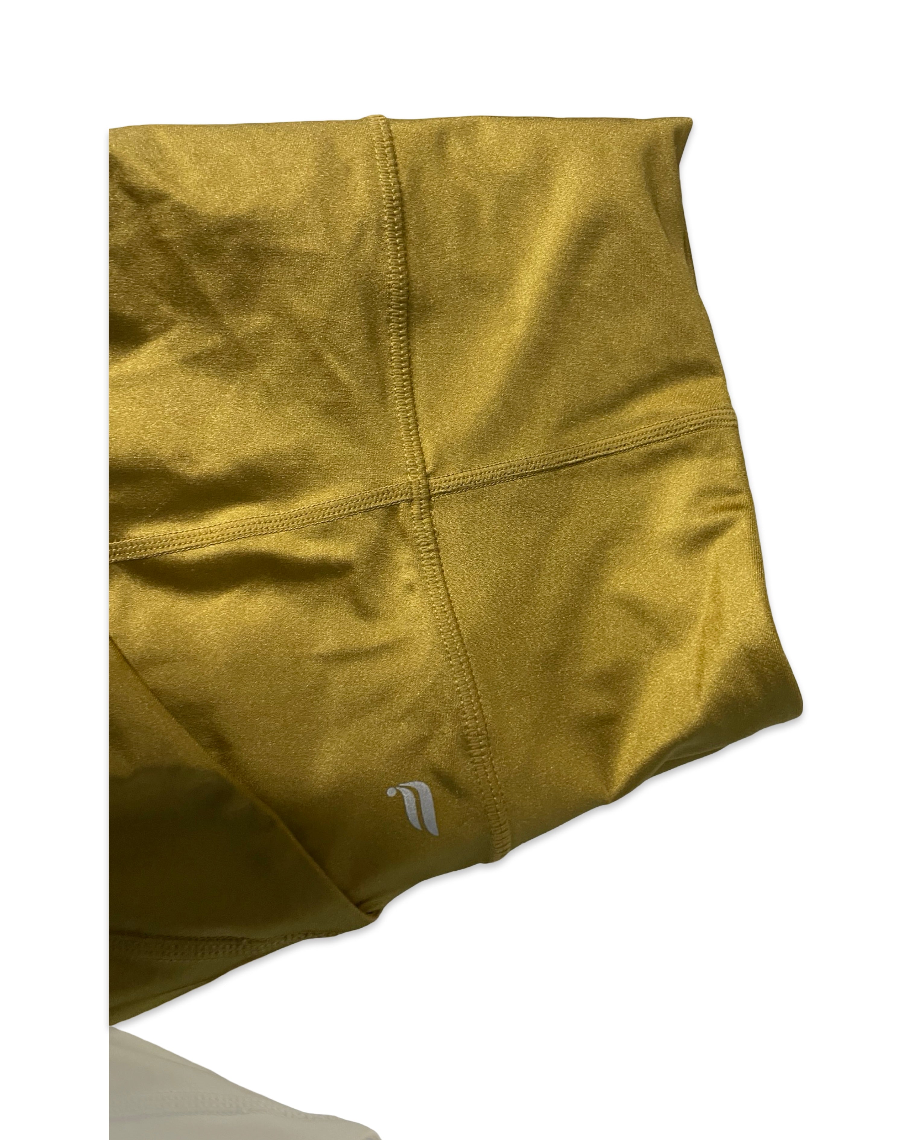 Fabletics Women's M/L/12/14 Oasis Shine High-Waisted Pocket Legging - Gold  W32 L26|SKU 4240
