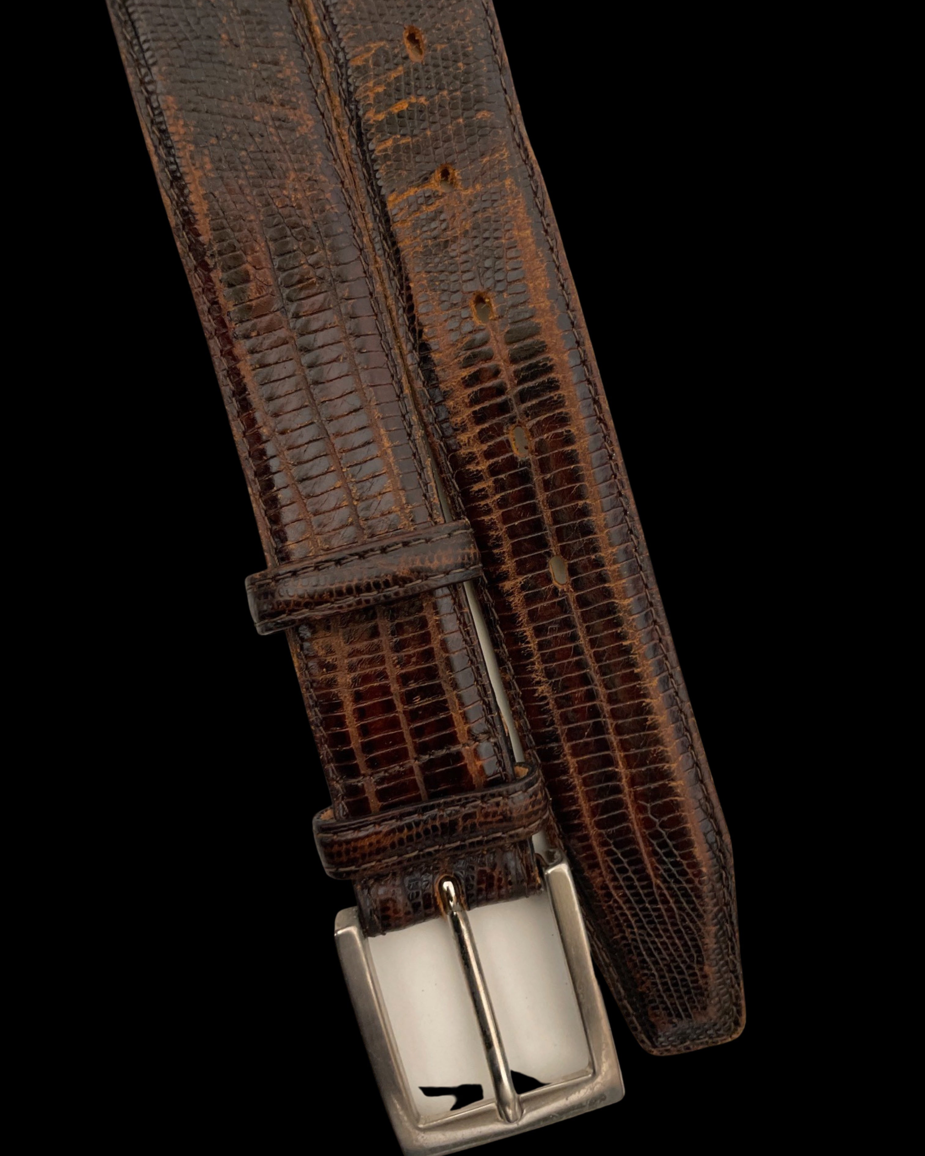 Vintage brown leather mens made in italy belt