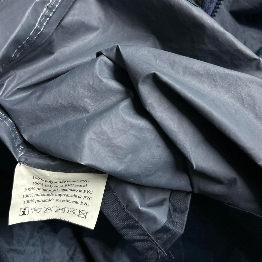 Navy blue Body Works waterproof windbreaker jacket with hidden hood zipped #retro L 36 W 27 SKU 6951