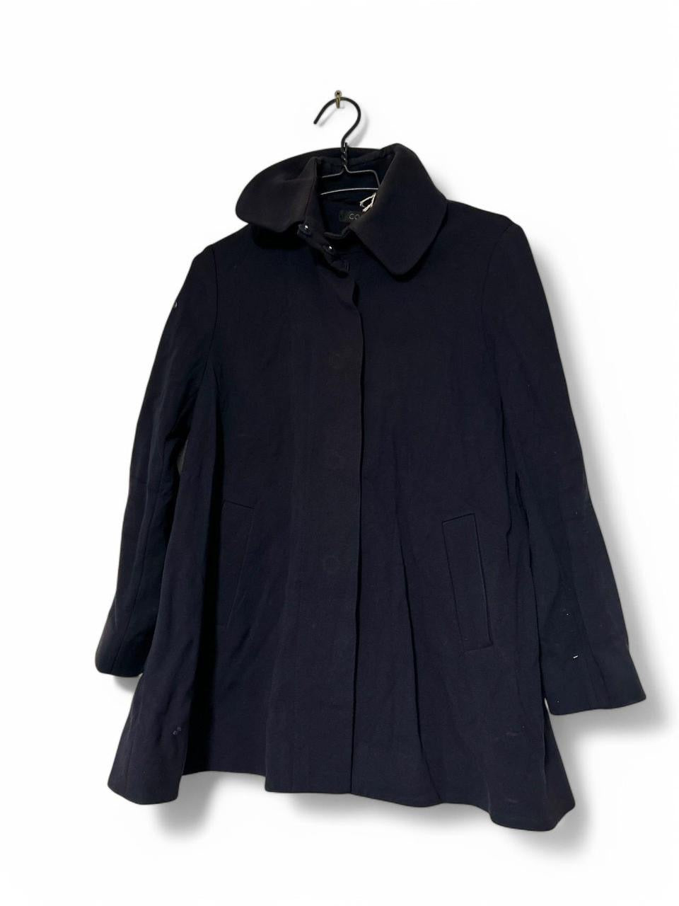 Black COS pea coat with collar, pockets and belt loops #wintercoats SKU 6942 L 33 W 22
