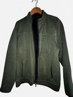 Double extra large Green fleece-lined zip-up jacket with pockets #outdoorjacket collar to hem 32 pit to pit 25 ski 7071