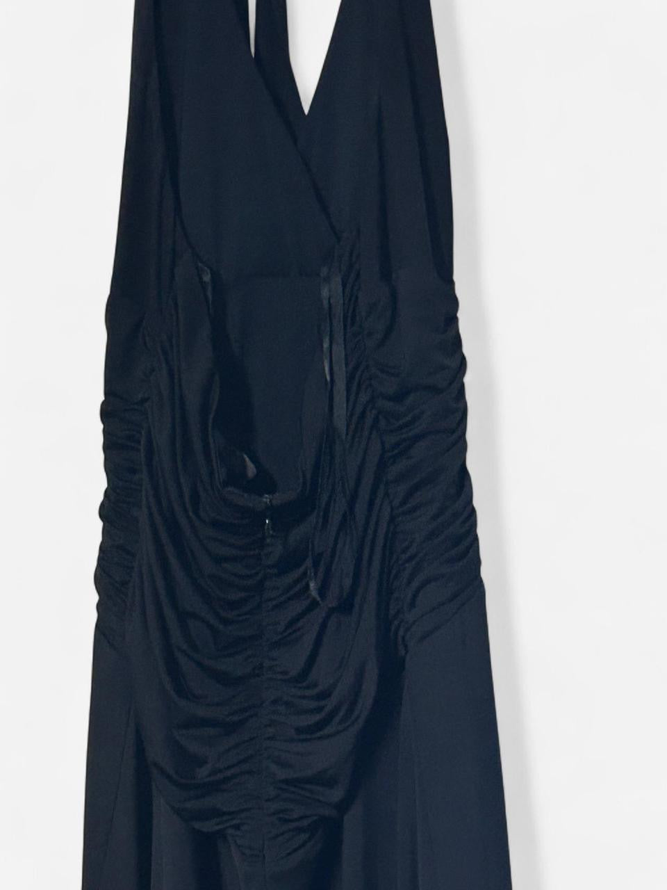 Women’s Debenhams Black maxi dress with open back, ruched details and tie-up straps sku 7002