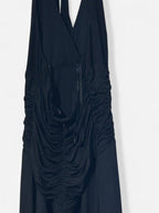 Women’s Debenhams Black maxi dress with open back, ruched details and tie-up straps sku 7002