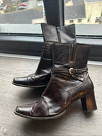 Ginu Kenduri Women’s Brown Patent Leather Ankle Boots – Size 41