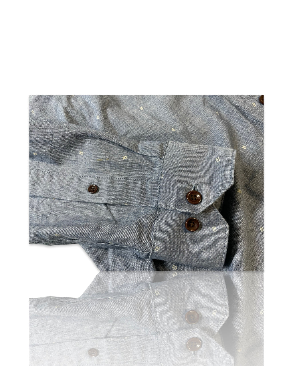 Farah Vintage Blue Pattern Slim Fit Collared Shirt Size L Embroidered|SKU 4184