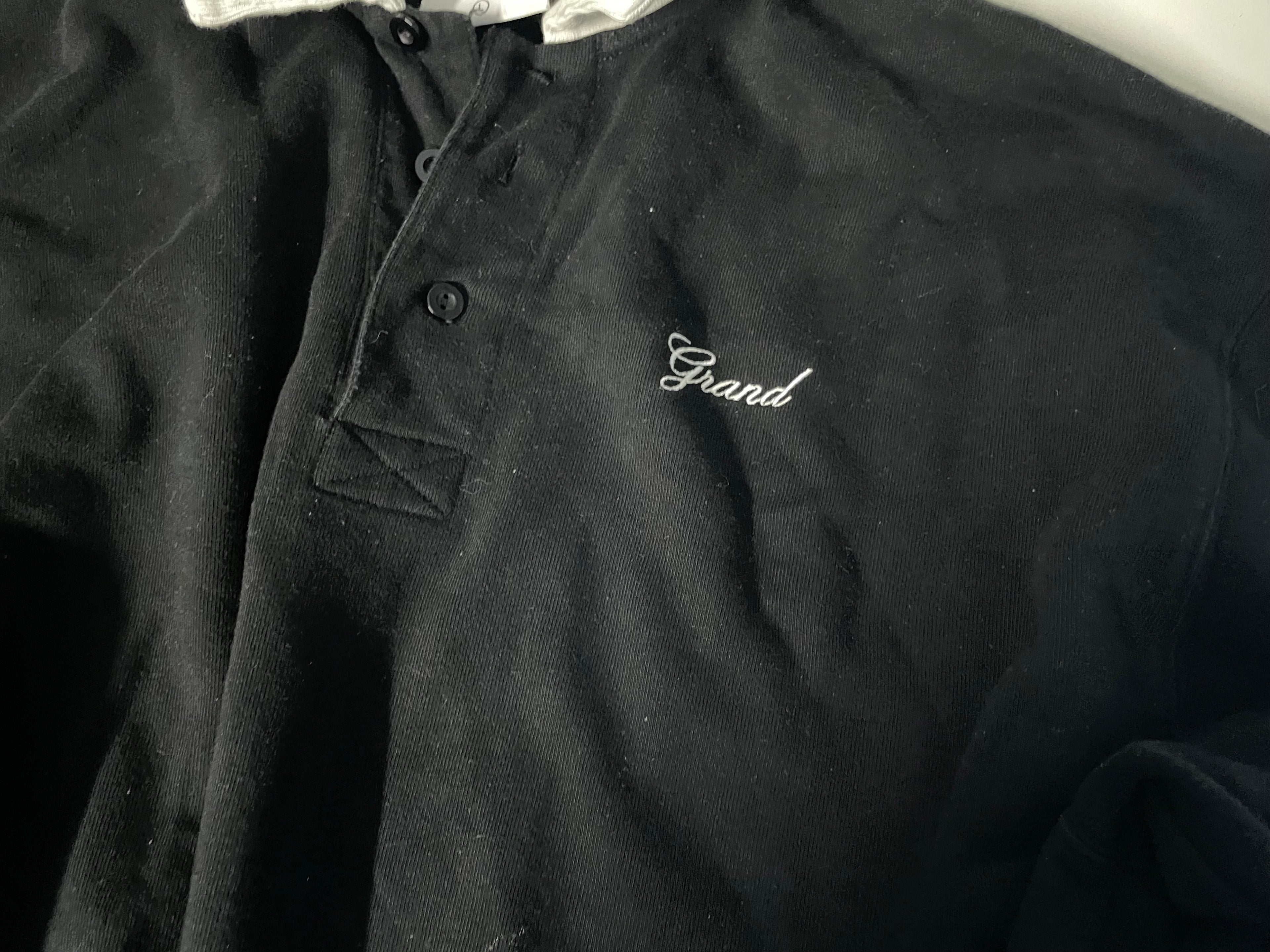 Grand rugby extra heavy thick navy mens polo in size L |SKU 4234