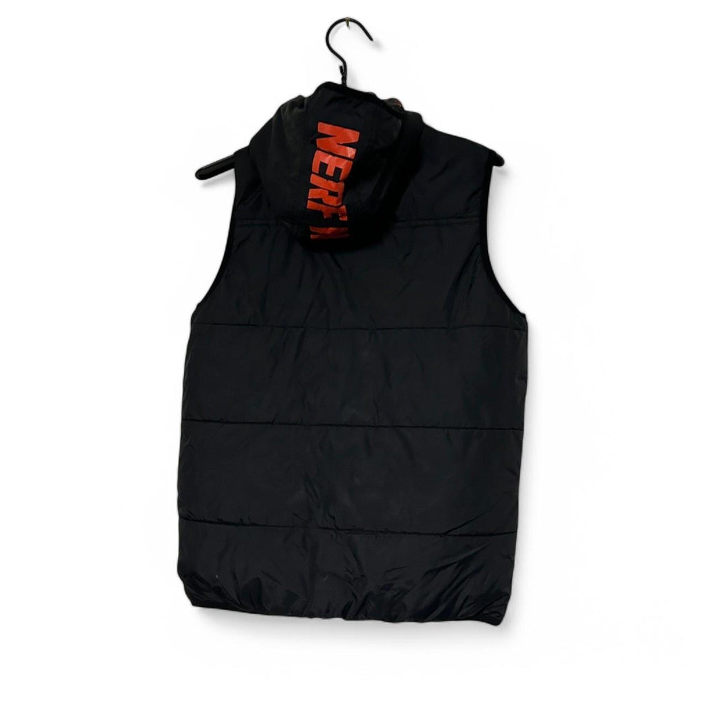 Women’s Small Black Nerf puffer vest with hood #pufferjacket L 24 W18 SKU 6886