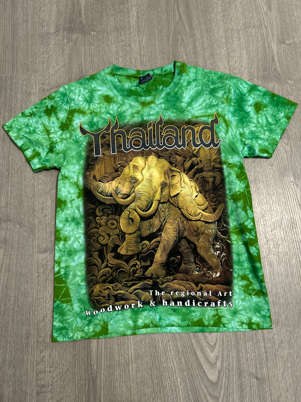 Rare Vintage Thai Tie-Dye Elephant T-Shirt - Size M, L25 W19, SKU 6903