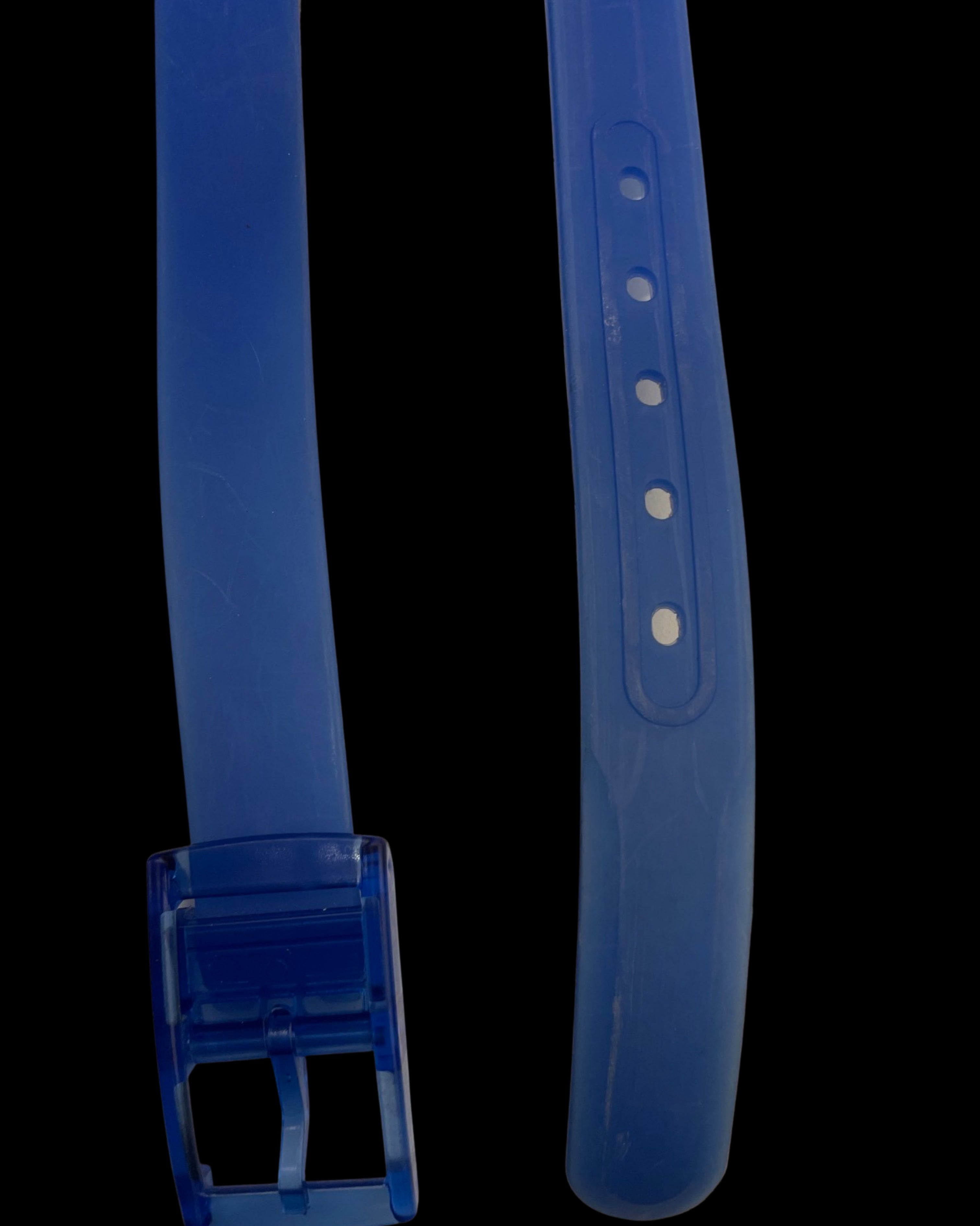 Vintage Unisex Smooth Silicone Rubber Leather Belt Plastic Buckle in Blue
